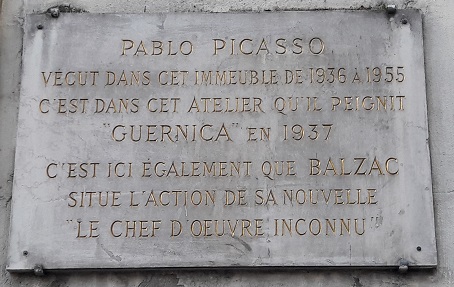 plaque du 7 rue des Grands-Augustins, VI ème arrondissement Paris